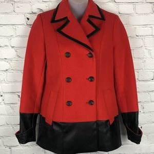 L.A.M.B Red & Black Pea Coat Wool Size 0